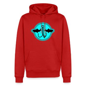 Symbole de pêche Hameçon - Sweat à capuche Premium bio Homme - rouge - Devant - Nico (187cm)