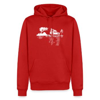 In der Natur verwurzelt - Britischer Geländewagen - Männer Premium Bio Hoodie - Rot - Vorne - Nico (187cm)
