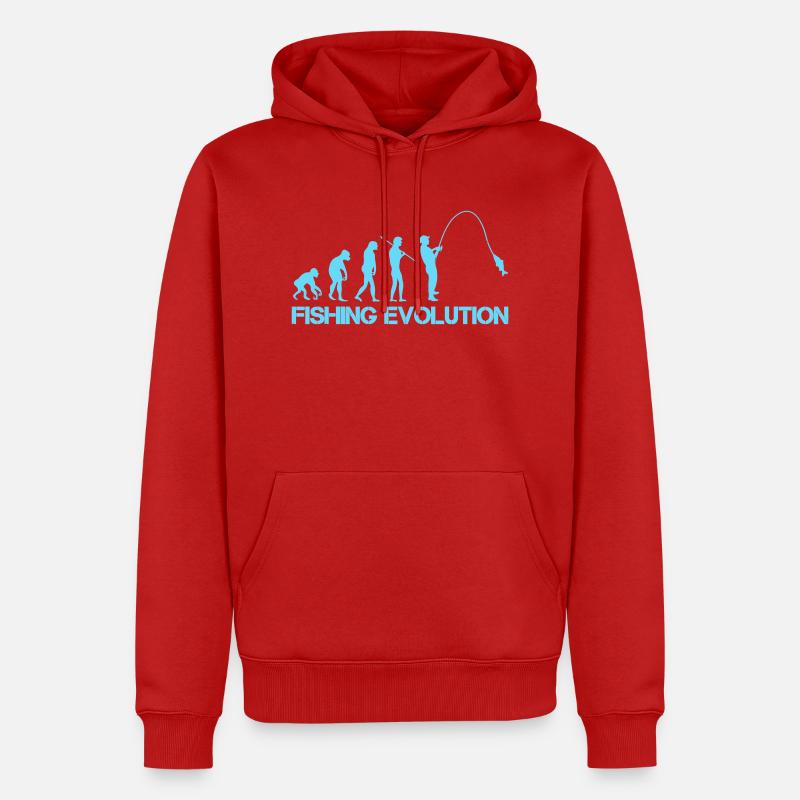 Évolution de la pêche 1 - Sweat à capuche Premium bio Homme - rouge