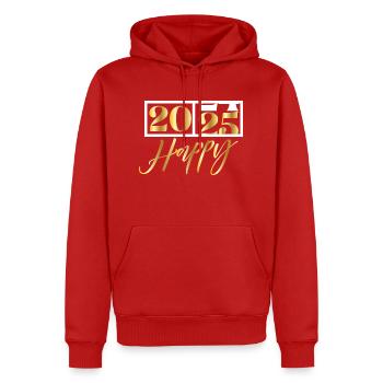 2025 Happy – Funny New Year's Eve Design - Men’s Premium Organic Hoodie - red - Front - Nico (187cm)