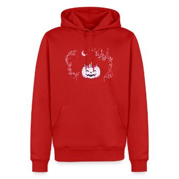 Citrouille Licorne - Citrouille rose déguisée en licorne - Sweat à capuche Premium bio Homme - rouge - Devant - Nico (187cm)