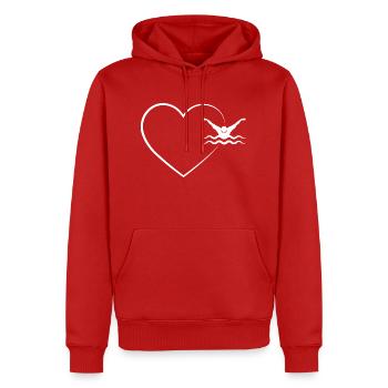 Cœur 2 et Natation - - Sweat à capuche Premium bio Homme - rouge - Devant - Nico (187cm)
