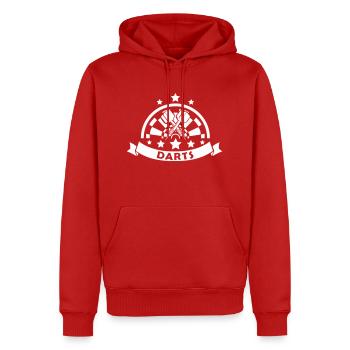 darts - Männer Premium Bio Hoodie - Rot - Vorne - Nico (187cm)