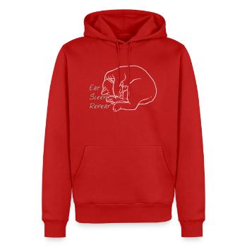 Manger dormir répéter - Sweat à capuche Premium bio Homme - rouge - Devant - Nico (187cm)