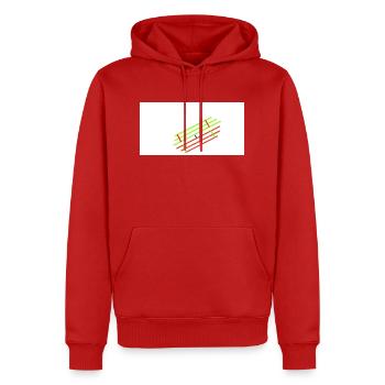 Gerade Linien - Männer Premium Bio Hoodie - Rot - Vorne - Nico (187cm)
