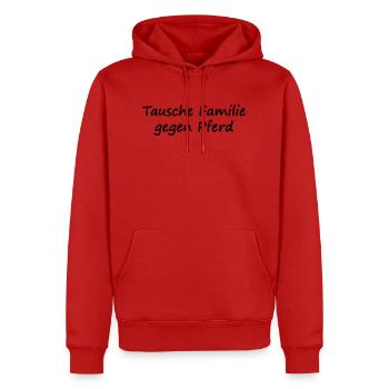 famille de swap contre cheval - Sweat à capuche Premium bio Homme - rouge - Devant - Nico (187cm)
