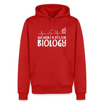 My heart beats for biology - Sweat à capuche Premium bio Homme - rouge - Devant - Nico (187cm)