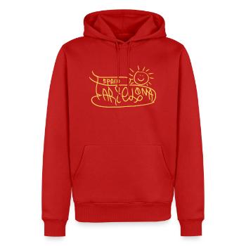 Cadeau de naissance Barcelone - Sweat à capuche Premium bio Homme - rouge - Devant - Nico (187cm)