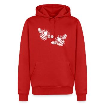 biene 2 - Männer Premium Bio Hoodie - Rot - Vorne - Nico (187cm)
