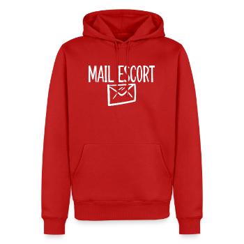 Mail Escort - Men’s Premium Organic Hoodie - red - Front - Nico (187cm)