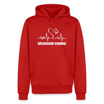 Heartbeat Sächsische Schweiz - Männer Premium Bio Hoodie - Rot - Vorne - Nico (187cm)