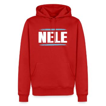 Jennifer - Men’s Premium Organic Hoodie - red - Front - Nico (187cm)