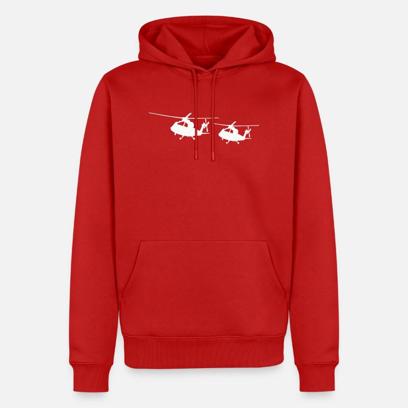 Silhouette d’hélicoptère - Sweat à capuche Premium bio Homme - rouge
