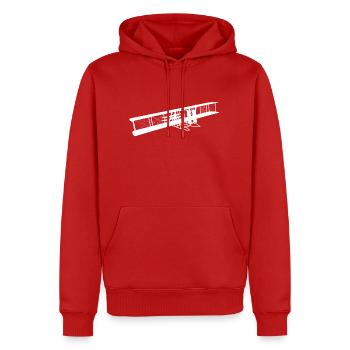 Historisches Motorflugzeug von 1905 - Männer Premium Bio Hoodie - Rot - Vorne - Nico (187cm)