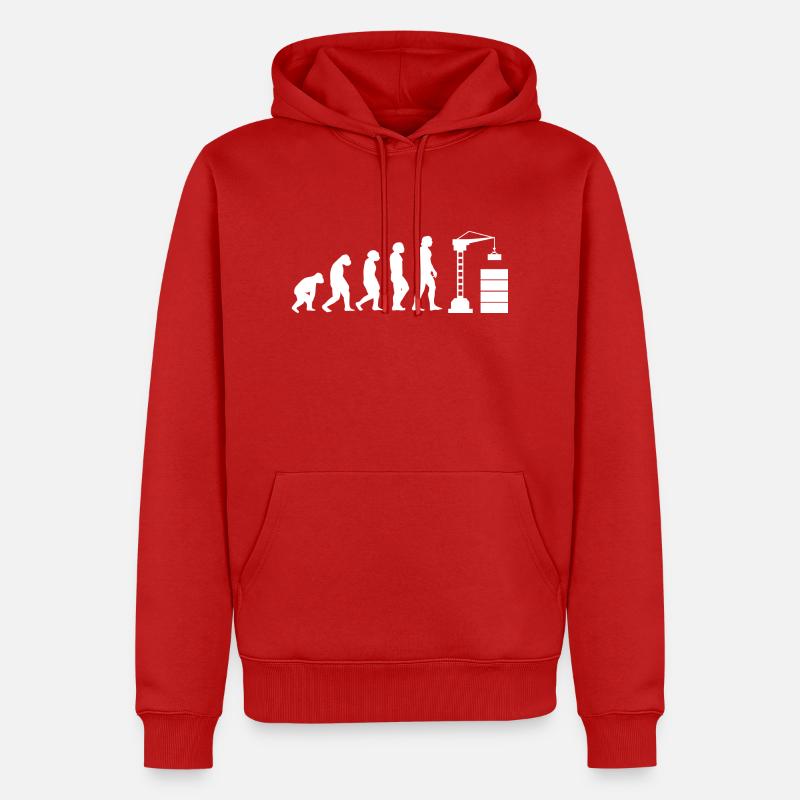 Evolution Kranführer - Männer Premium Bio Hoodie - Rot