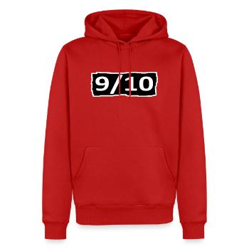 ich bin eine 9 von 10 - Männer Premium Bio Hoodie - Rot - Vorne - Nico (187cm)