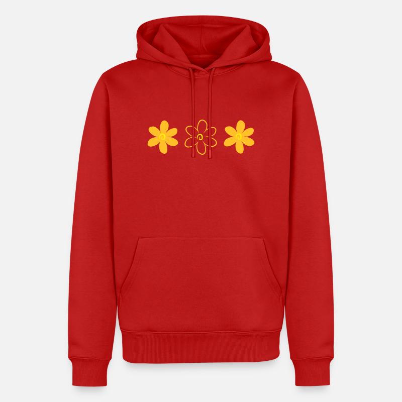 Blume - Männer Premium Bio Hoodie - Rot