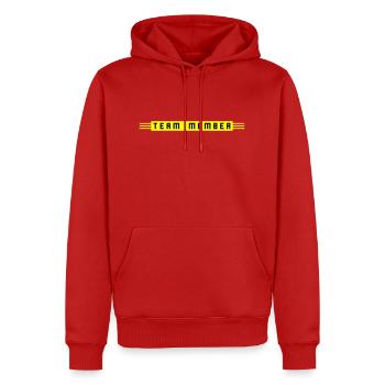 Team Member - Männer Premium Bio Hoodie - Rot - Vorne - Nico (187cm)