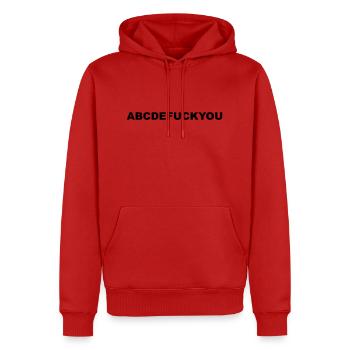 ABCDEFUCKYOU Abc Spruch Fuck You Fick Dich fies - Männer Premium Bio Hoodie - Rot - Vorne - Nico (187cm)