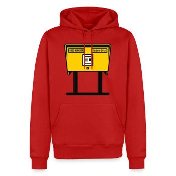 München Gelber Briefkasten - Männer Premium Bio Hoodie - Rot - Vorne - Nico (187cm)