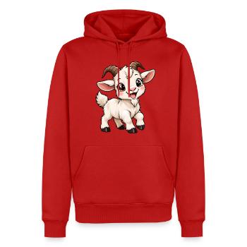 Ziege Kawaii Style – Süßes Bauernhoftier - Männer Premium Bio Hoodie - Rot - Vorne - Nico (187cm)