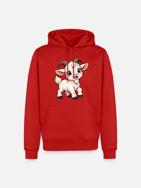 Ziege Kawaii Style – Süßes Bauernhoftier - Männer Premium Bio Hoodie - Rot