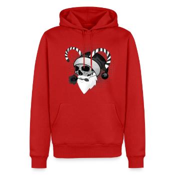 Santa Claus Skull Rose Horns - Men’s Premium Organic Hoodie - red - Front - Nico (187cm)