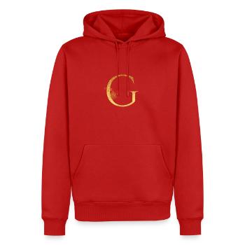 Lettre initiale G - Sweat à capuche Premium bio Homme - rouge - Devant - Nico (187cm)