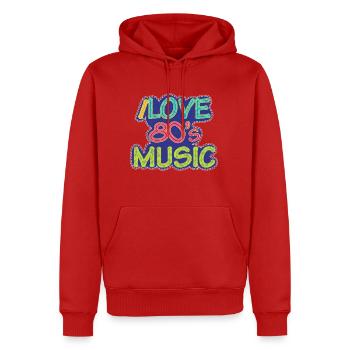 I love 80's music 80er Musik Jahre Geschenk Geek - Männer Premium Bio Hoodie - Rot - Vorne - Nico (187cm)