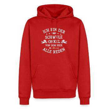 Schwuler Onkel - Männer Premium Bio Hoodie - Rot - Vorne - Nico (187cm)