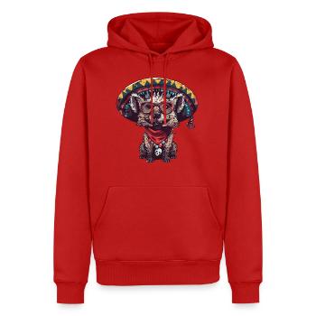 Hyäne Lustig Sombrero - Männer Premium Bio Hoodie - Rot - Vorne - Nico (187cm)