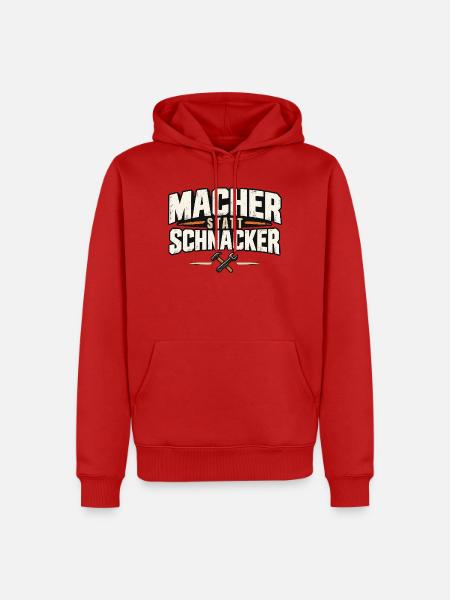 Macher statt Schnacker – Lustiger Handwerker Spruc - Männer Premium Bio Hoodie - Rot