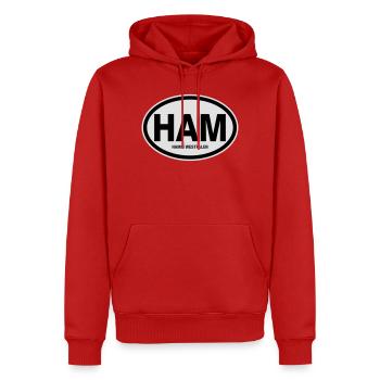 HAM Hamm Westfalen - Männer Premium Bio Hoodie - Rot - Vorne - Nico (187cm)