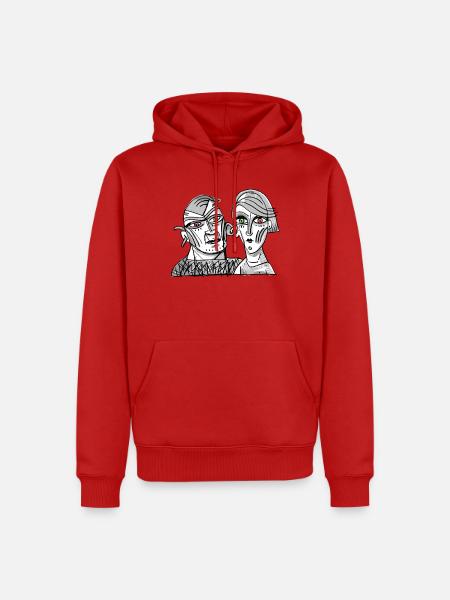 Surreale Doppelgesichter im Kontrast - Männer Premium Bio Hoodie - Rot
