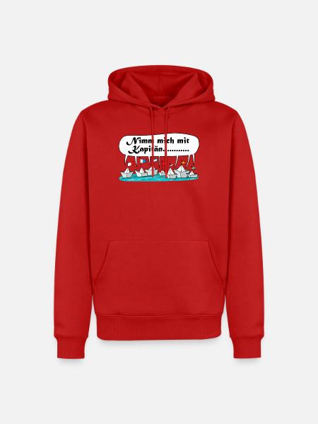 Nimm mich mit Kapitän Flottenwitz - Männer Premium Bio Hoodie - Rot