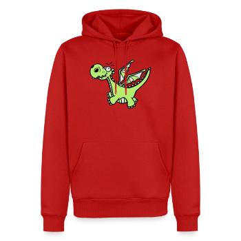 Mächtiger Drache - Männer Premium Bio Hoodie - Rot - Vorne - Nico (187cm)