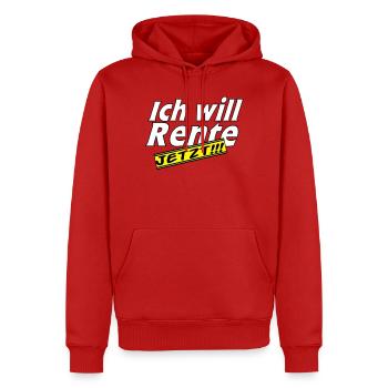 Fun Party Spruch Statement ich will Rente (25) - Männer Premium Bio Hoodie - Rot - Vorne - Nico (187cm)