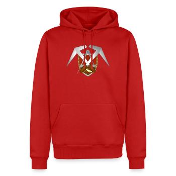 Handwerk Dachdecker Emblem - Männer Premium Bio Hoodie - Rot - Vorne - Nico (187cm)