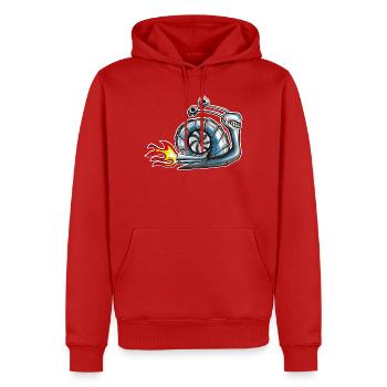 Vis avec turbocompresseur - Sweat à capuche Premium bio Homme - rouge - Devant - Nico (187cm)