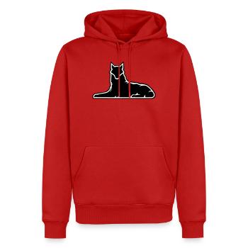 Minimalist Wolf Silhouette Design - Men’s Premium Organic Hoodie - red - Front - Nico (187cm)