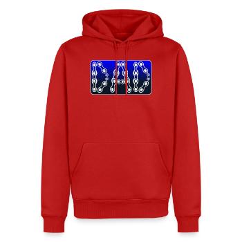 PAPA VÉLO - VÉLO - CHAÎNE - Sweat à capuche Premium bio Homme - rouge - Devant - Nico (187cm)