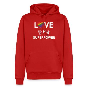 Pride Month - LGBTQ+ Liebe ist meine Superkraft - Männer Premium Bio Hoodie - Rot - Vorne - Nico (187cm)
