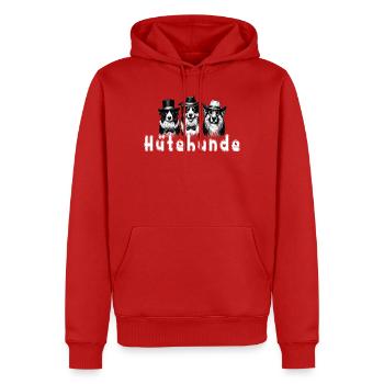Hütehunde Trio mit Zylinder - Männer Premium Bio Hoodie - Rot - Vorne - Nico (187cm)