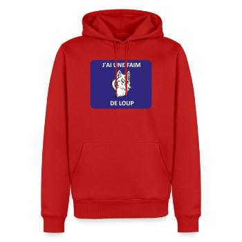 J'ai une faim de loup - Sweat à capuche Premium bio Homme - rouge - Devant - Nico (187cm)