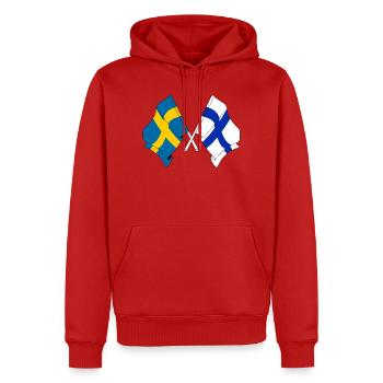 Flagge Schweden, Flagge Finnland - Männer Premium Bio Hoodie - Rot - Vorne - Nico (187cm)
