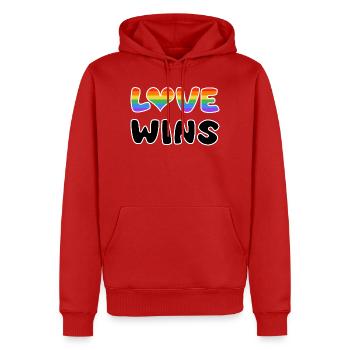 Liebe siegt im Regenbogen-Design - Männer Premium Bio Hoodie - Rot - Vorne - Nico (187cm)