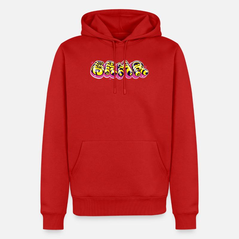Farbenfrohes Textdesign im Graffiti-Stil - Männer Premium Bio Hoodie - Rot
