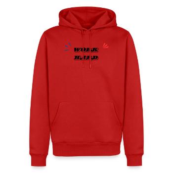 Work Hard Minimal - Men’s Premium Organic Hoodie - red - Front - Nico (187cm)