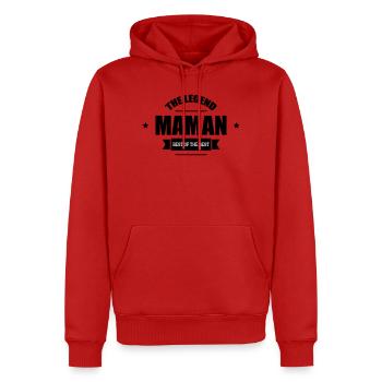 Mama die Legende - Männer Premium Bio Hoodie - Rot - Vorne - Nico (187cm)