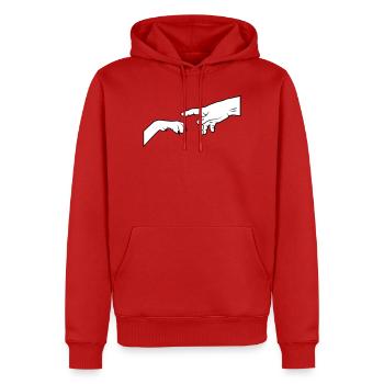 Patte de chien - Give Paw - Sweat à capuche Premium bio Homme - rouge - Devant - Nico (187cm)